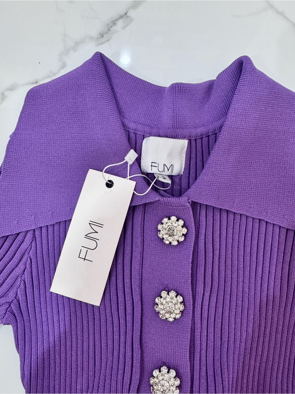 Lilac Ribbed Button-Front Mini Dress - Picture 3 of 4